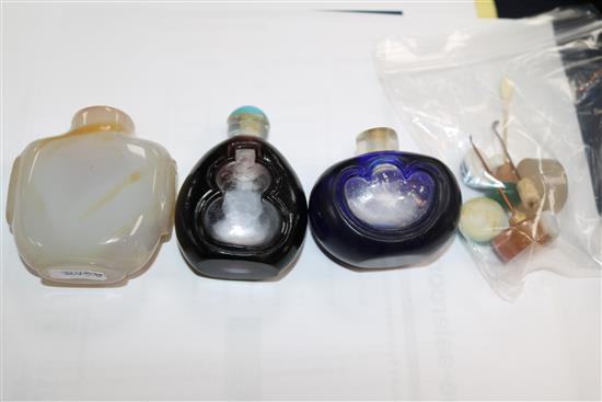 A Chinese fisherman snuff bottle and six others